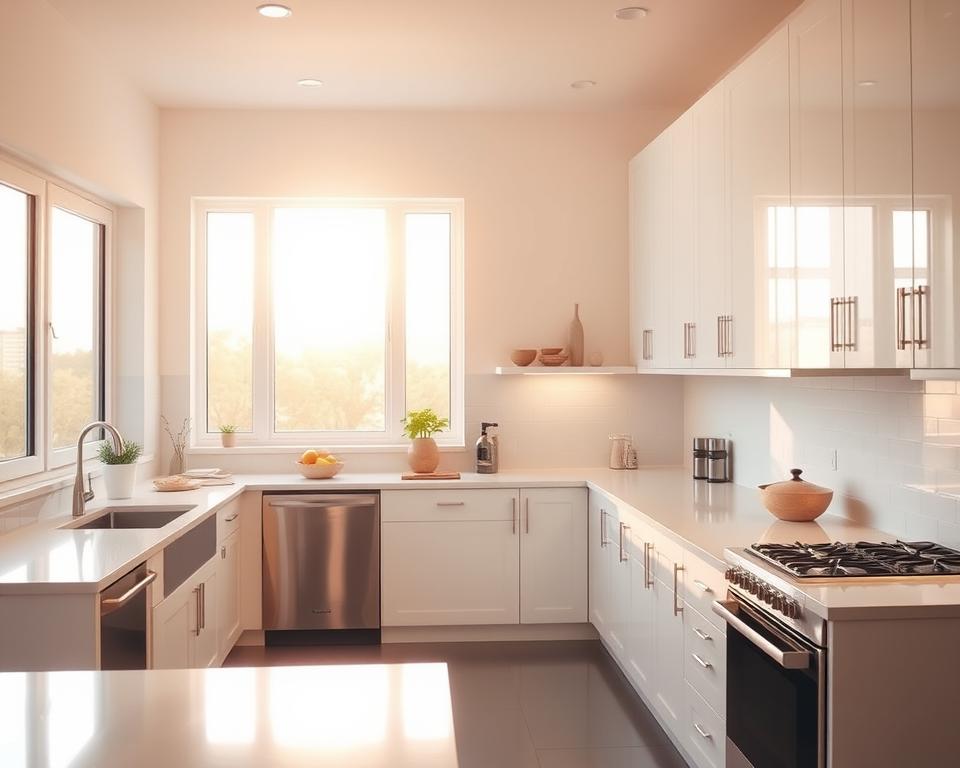 Cozinha com Luz Clara para Funcionalidade