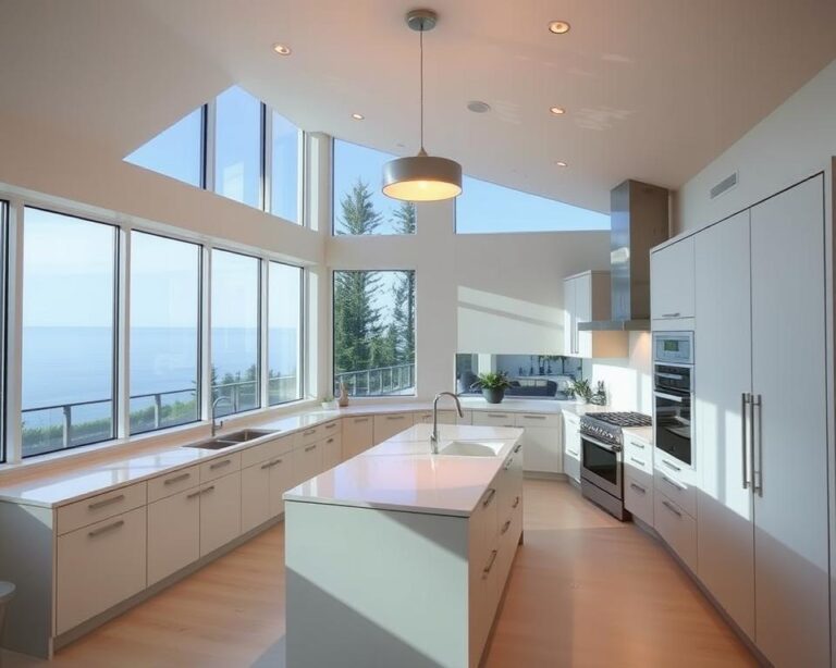 Dicas de layout para janelas amplas em cozinhas bem iluminadas