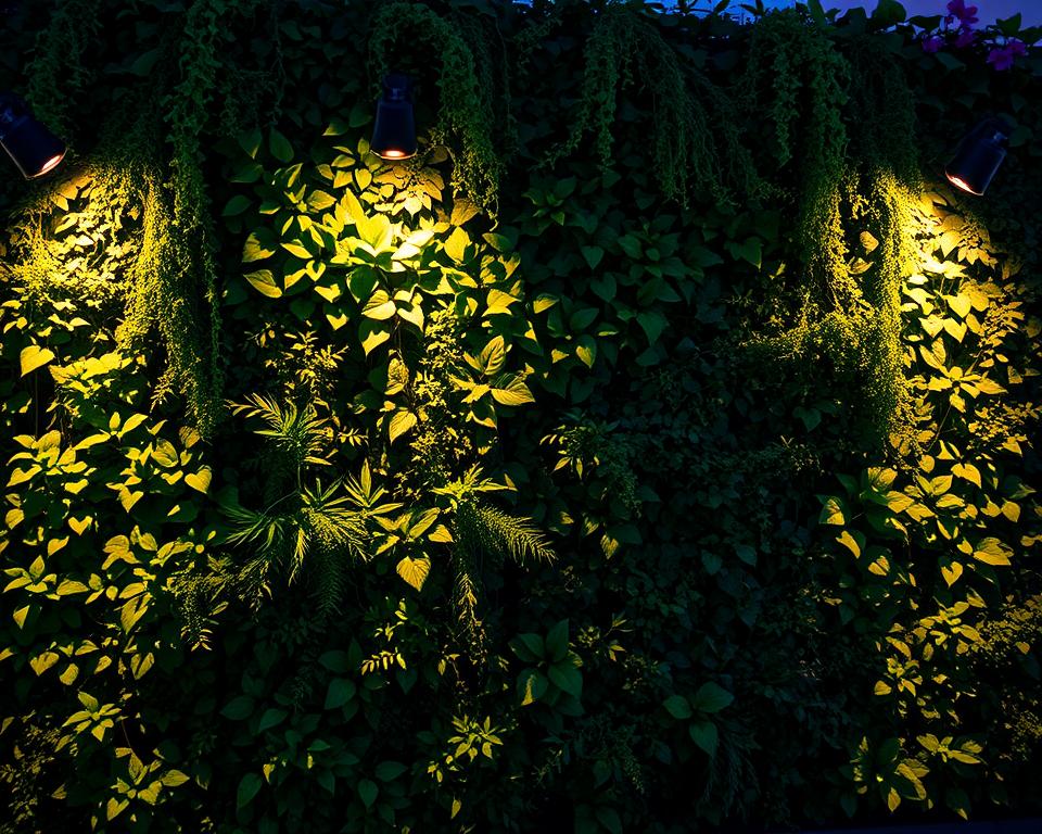 Iluminação para jardim vertical