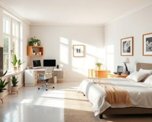 Quartos integrados com home office: layout otimizado sem bagunça