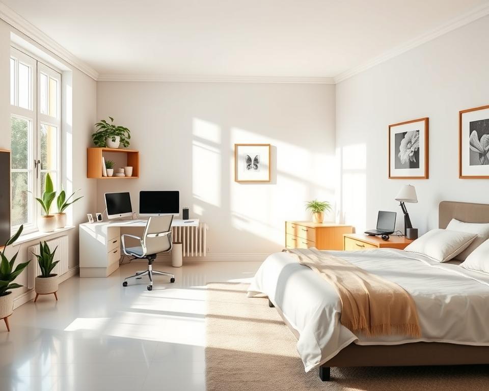 Quartos integrados com home office: layout otimizado sem bagunça