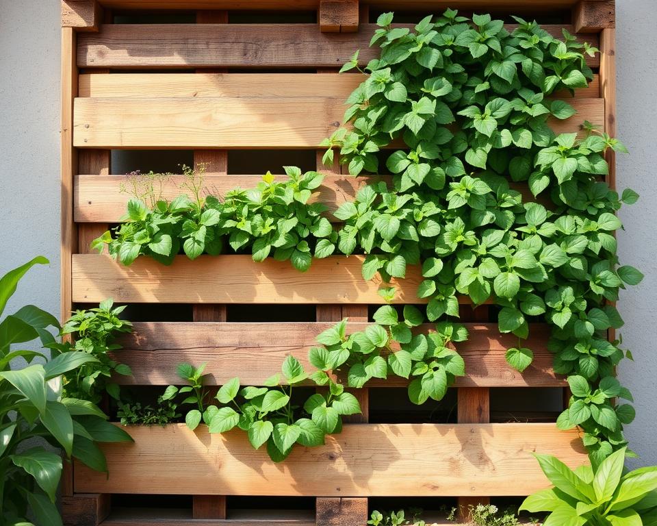 estrutura de pallet para jardim vertical sustentável