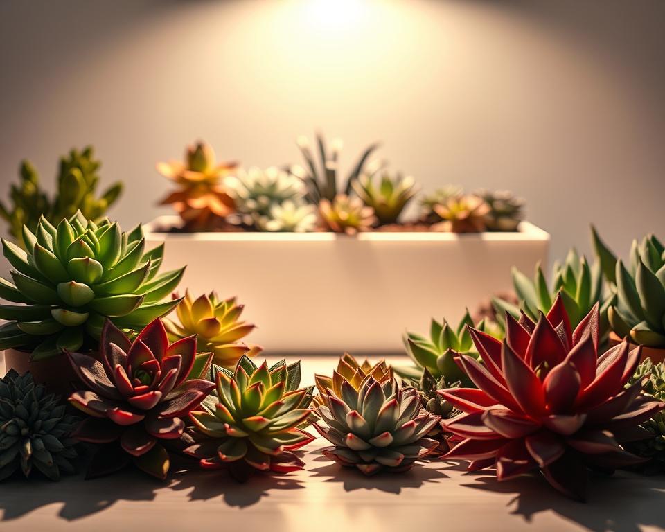 iluminação artificial para suculentas