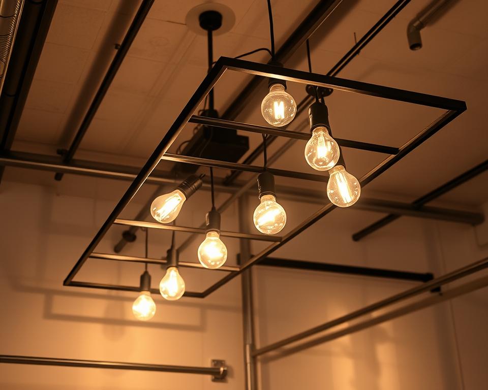 luzes de teto com estruturas abertas