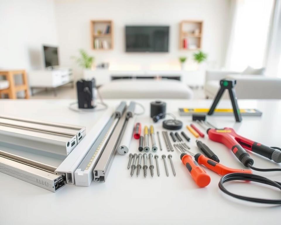 materiais indispensáveis trilhos de LED