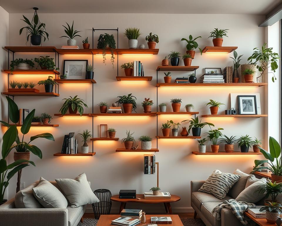 Ideias criativas de decoração com prateleiras flutuantes
