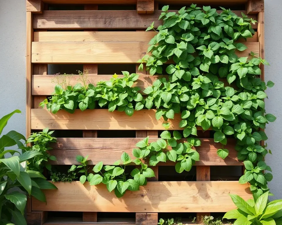 estrutura de pallet para jardim vertical sustentável